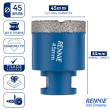 M14 Shank Diamond Tile Drill Bits / Holesaws For Use With Angle Grinders