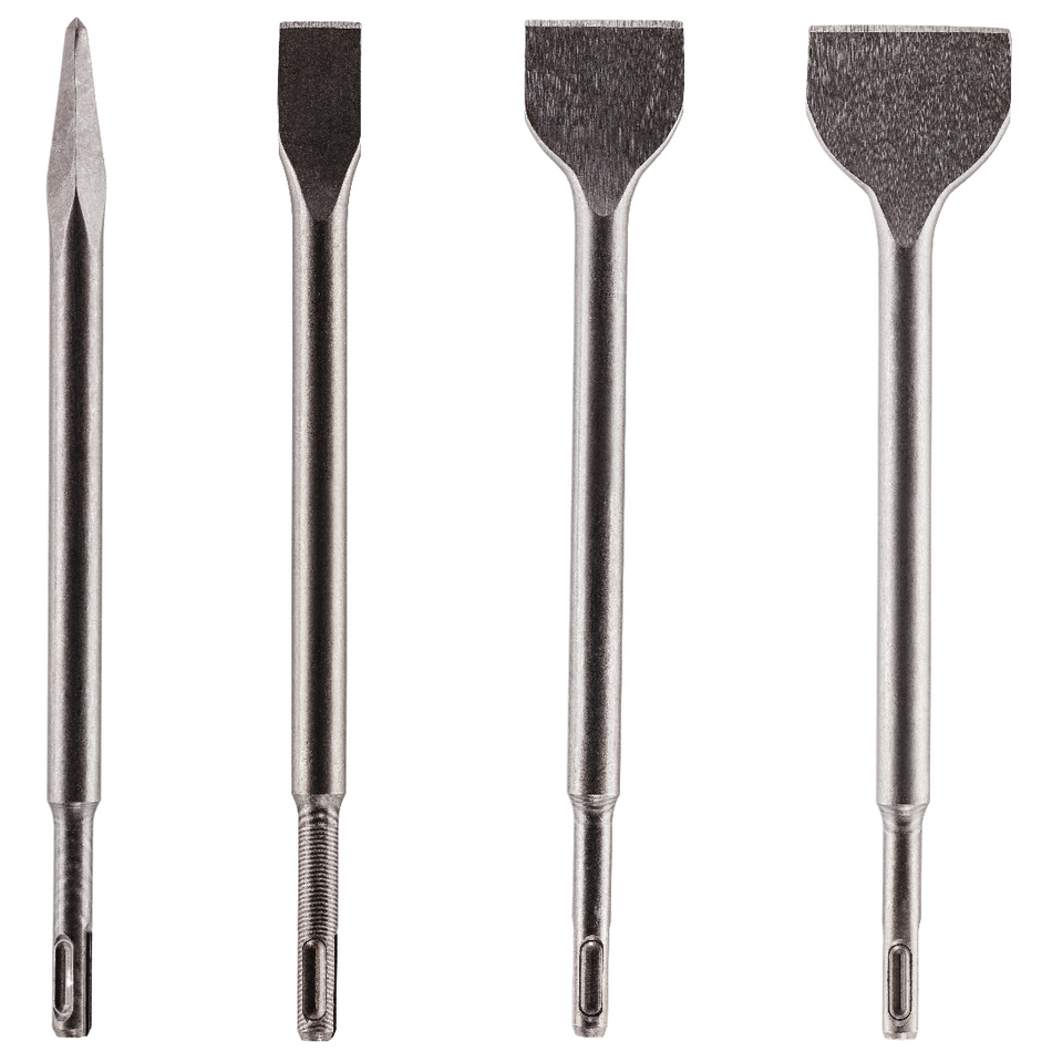Set Of 4 - SDS Plus Chisels 20mm/40mm/50mm Wide + Moil Point