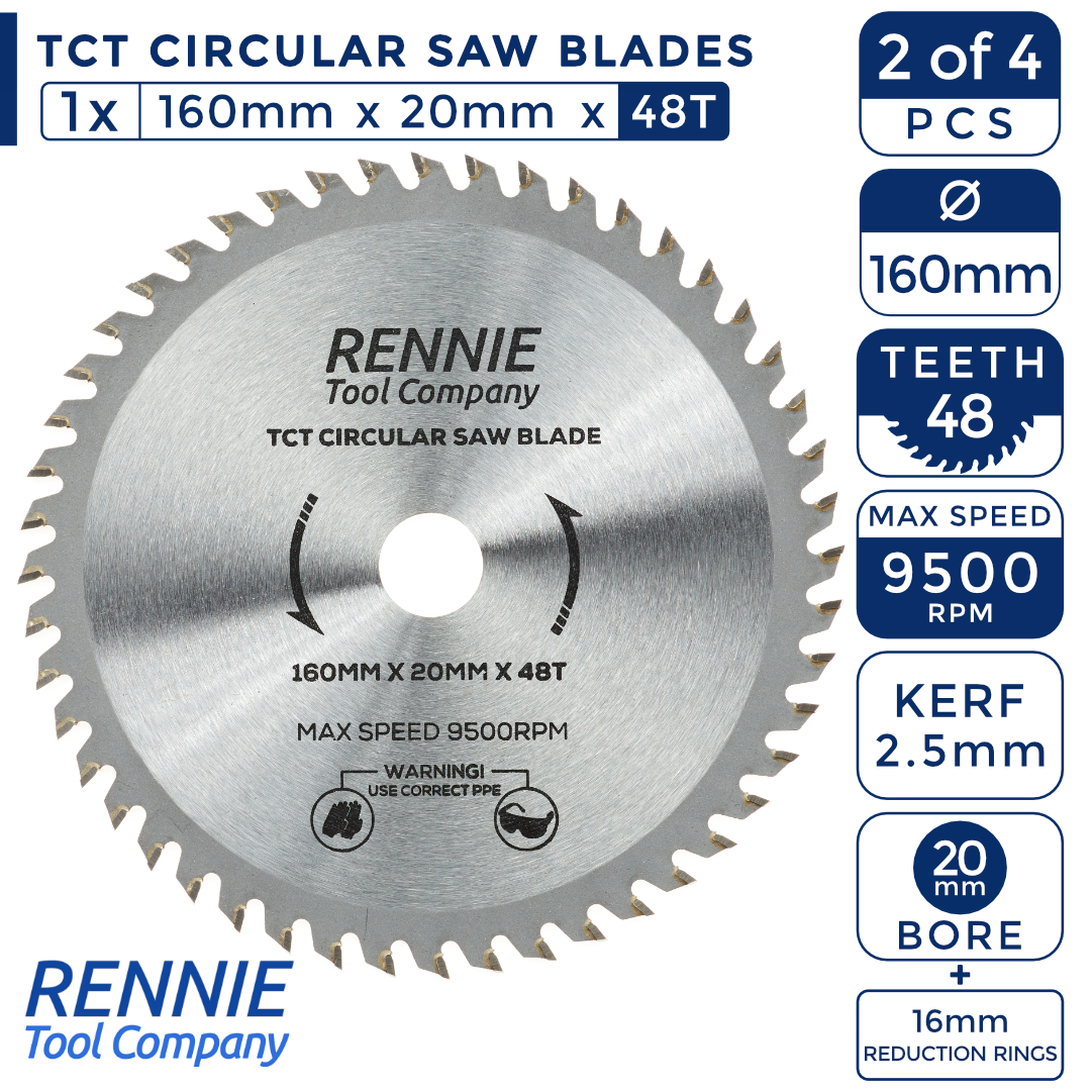 4 Pack 160mm x 36T 48T 60T 80T TCT Circular Blades