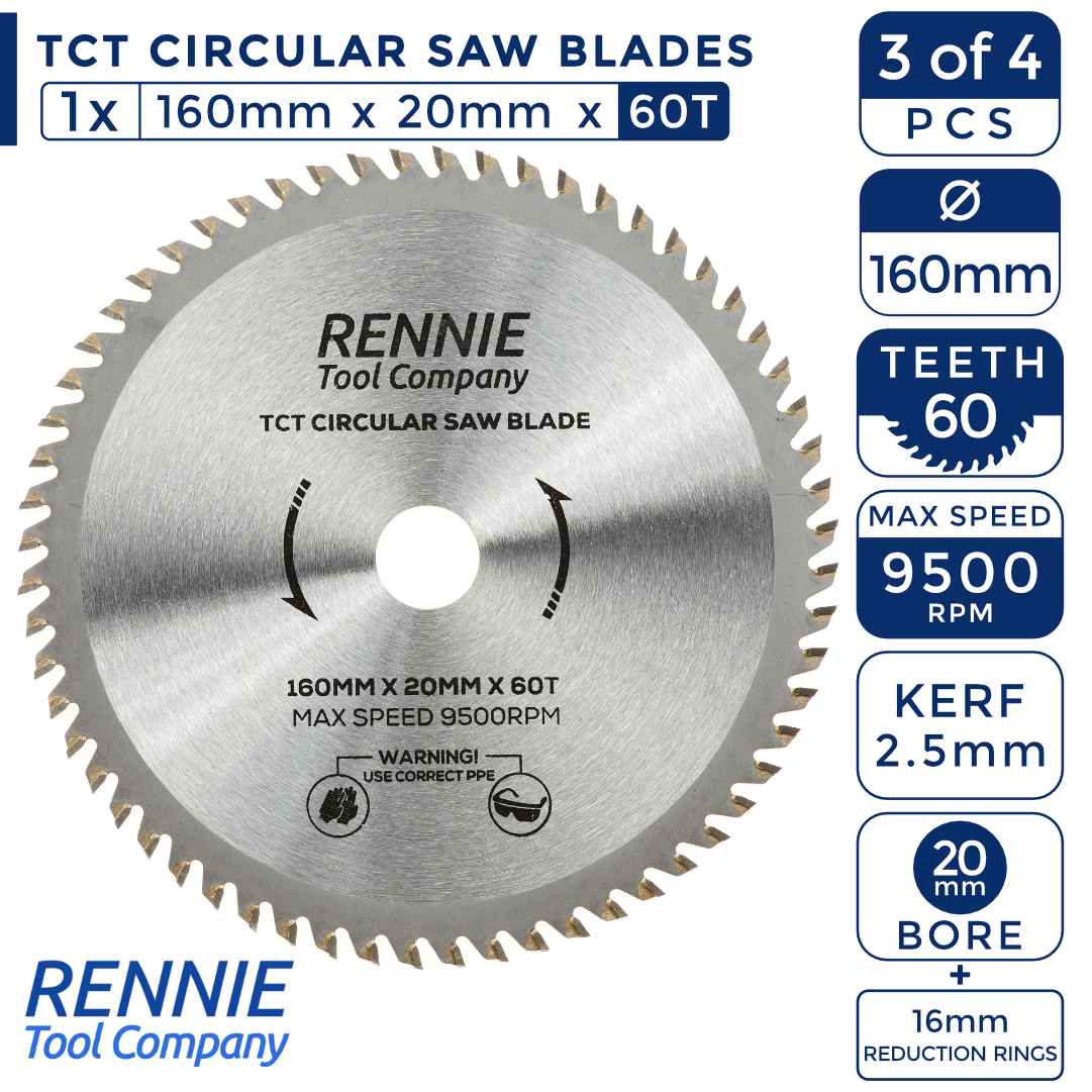 4 Pack 160mm x 36T 48T 60T 80T TCT Circular Blades
