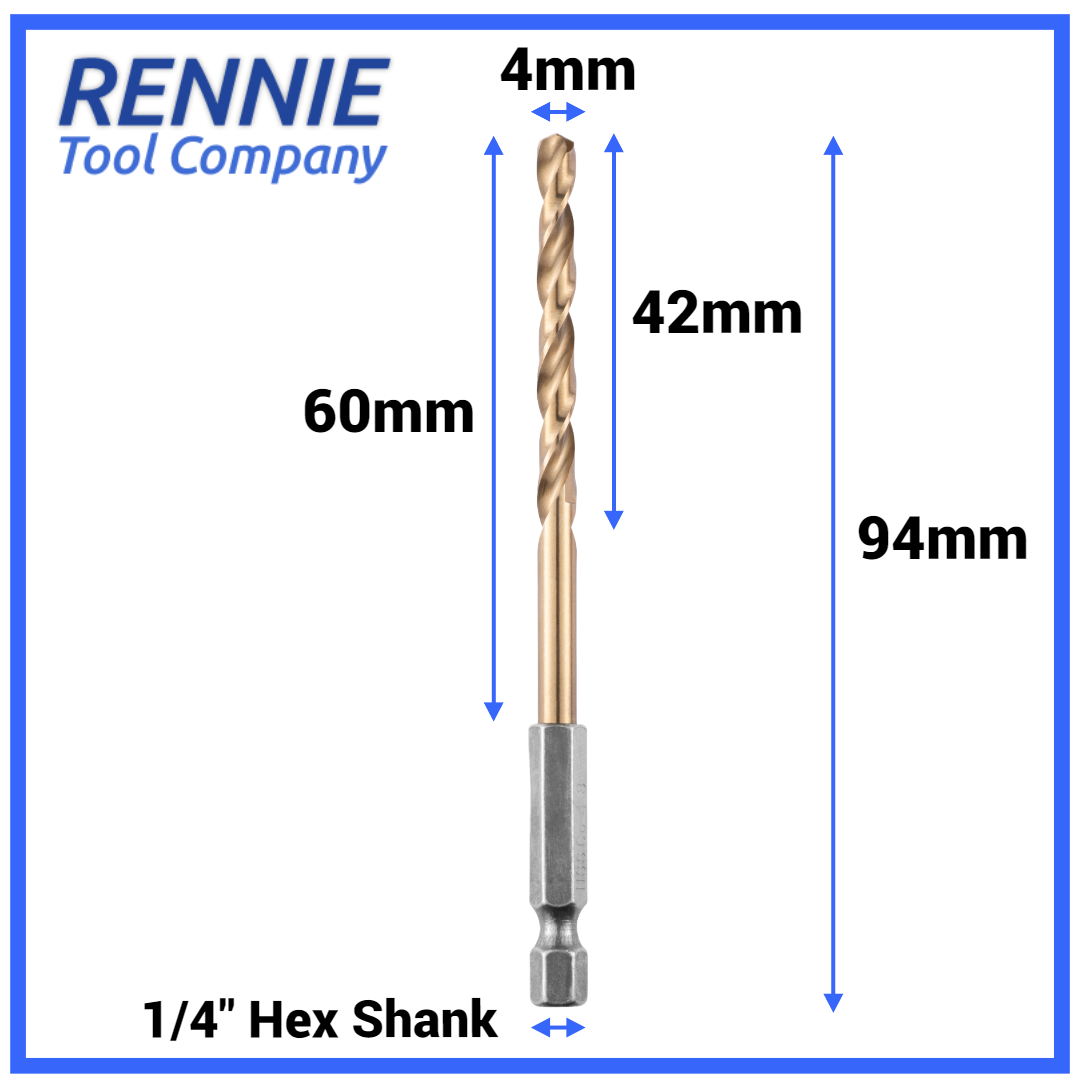 Hex Shank Cobalt Jobber Drills For Hard Metals Stainless Steel