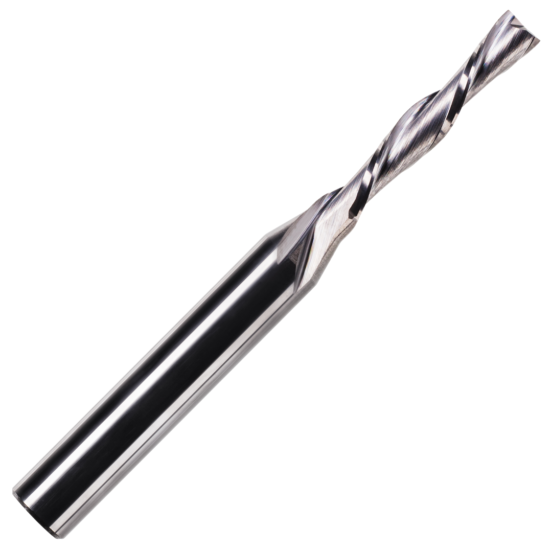 CoCud Spiral End Mill - 1/8" Shank, 3mm X 28mm, 1-Flute Solid Carbide CNC Router Bit For Wood & Plastic