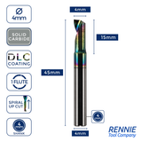 Solid Carbide Single Flute DLC Coated End Mill For Aluminium & ACM