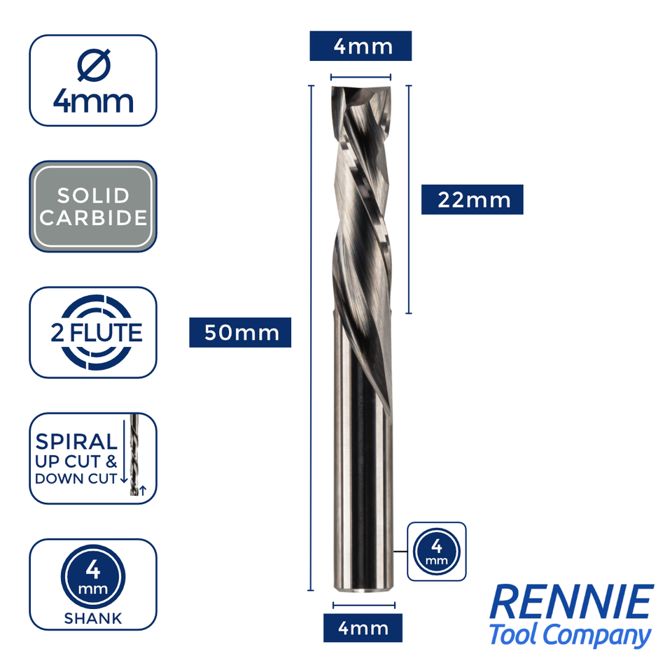 Solid Carbide 2 Flute Up Down Compression Router Bits – Rennie Tool Company