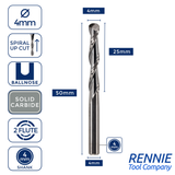Solid Carbide 2 Flute Ballnose Up Cut Router Bits
