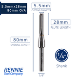 1/4" Shank TCT Tipped Straight Flute Router Bits Fits Makita Festool Dewalt Trend Routers