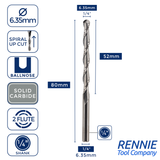 Solid Carbide 2 Flute Ballnose Up Cut Router Bits