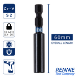 60mm Long Magnetic Impact Driver / Screwdriver Bit Holders Coated