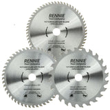 3 Pack - 165mm x 24T 36T & 60T TCT Cordless Circular Wood Saw Blades With A Thin Kerf. Fits Bosch Makita Ryobi Dewalt Circular Saws etc