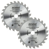 2 Pack - 165mm x 24T TCT Cordless Circular Wood Saw Blades With Thin Kerf. Fits Bosch Makita Ryobi Dewalt Circular Saws etc