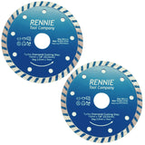 Pack Of 2 x 115mm Turbo Diamond Cutting Blade / Angle Grinder Disc For Tiles, Stones Etc (4 1/2")