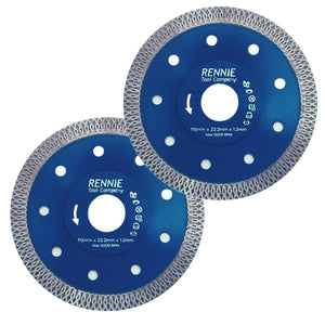 2 Pack 115mm Ultra 1.2mm Thin Diamond Cutting Discs / Blades For Masonry Tiles ETC