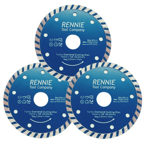 Pack Of 3 x 115mm Turbo Diamond Cutting Blade / Angle Grinder Disc For Tiles, Stones Etc (4 1/2")
