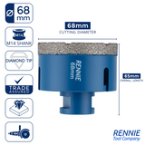 M14 Shank Diamond Tile Drill Bits / Holesaws For Use With Angle Grinders