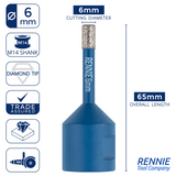 M14 Shank Diamond Tile Drill Bits / Holesaws For Use With Angle Grinders