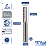 Solid Carbide Straight Flute Chip Breaker / Hogging Router Bits