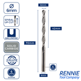 Solid Carbide 2 Flute Ballnose Up Cut Router Bits