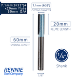 1/4" Shank TCT Tipped Straight Flute Router Bits Fits Makita Festool Dewalt Trend Routers