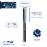 1/4" Shank TCT Tipped Straight Flute Router Bits Fits Makita Festool Dewalt Trend Routers