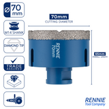 M14 Shank Diamond Tile Drill Bits / Holesaws For Use With Angle Grinders