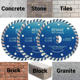 Pack Of 3 x 115mm Turbo Diamond Cutting Blade / Angle Grinder Disc For Tiles, Stones Etc (4 1/2")
