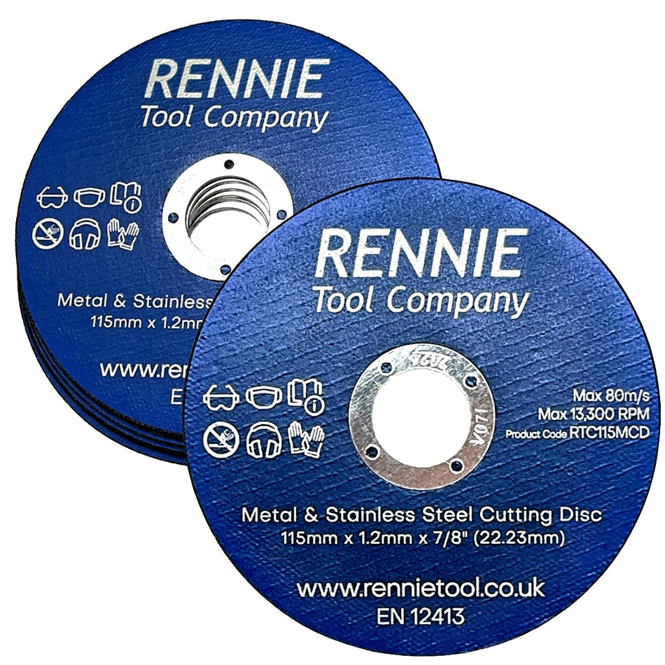 PACK OF 10 - 115mm (4 1/2") Angle Grinder Metal Cutting Discs For Steel & Stainless Steels