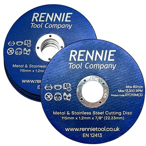 10 Pack x 115mm Metal Cutting Discs for Angle Grinder - Steel, Stainless