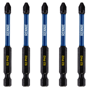 5 Pack PH2 x 75mm Long Magnetic Impact Screwdriver Bits Set Phillips #2