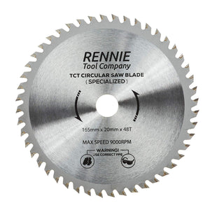 165mm x 48T TCT Cordless Circular Wood Saw Blade With Thin Kerf. Fits Bosch Makita Ryobi Dewalt Circular Saws etc