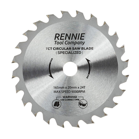 165mm x 24T TCT Cordless Circular Wood Saw Blade With Thin Kerf. Fits Bosch Makita Ryobi Dewalt Circular Saws etc