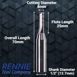 1/2" (12.7mm) Shank TCT Roughing / Chip Breaker 3 Flute Straight Router Bits