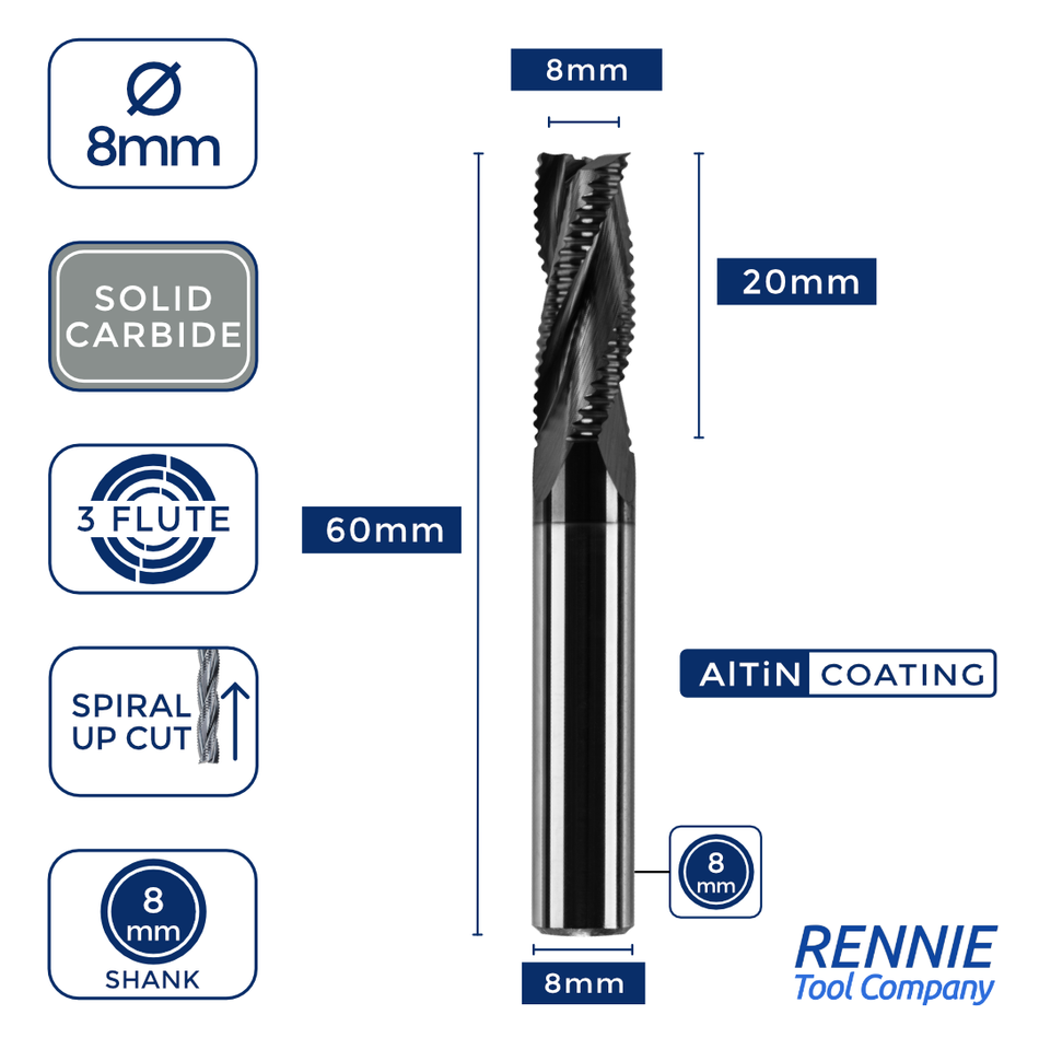 Solid Carbide 3 Flute Hogging Router Bit | Rennie Tool – Rennie Tool ...