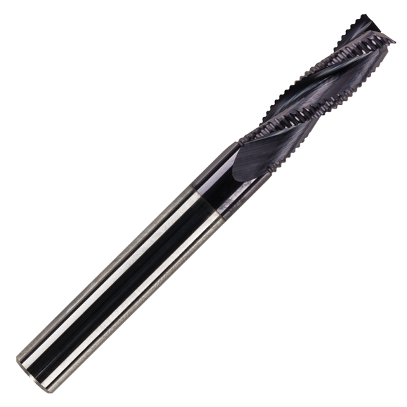 Solid Carbide Chipbreaker 3 Flute Hogging / Roughing Coated Router Bits For Wood