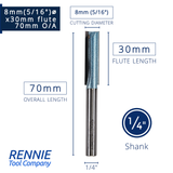 1/4" Shank TCT Tipped Straight Flute Router Bits Fits Makita Festool Dewalt Trend Routers