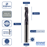 Solid Carbide Chipbreaker 3 Flute Hogging / Roughing Coated Router Bits For Wood
