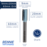 1/4" Shank TCT Tipped Straight Flute Router Bits Fits Makita Festool Dewalt Trend Routers
