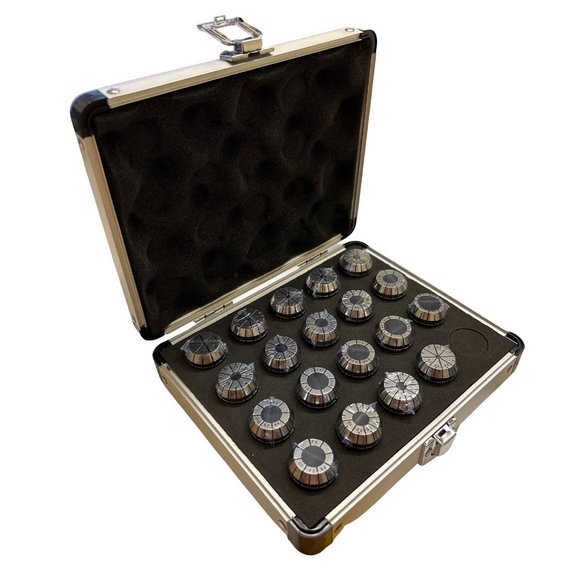 ER25 Collet Set - Metric And Imperial Sizes Included 19 Piece Set