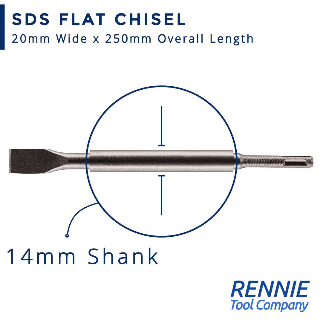 Narrow Point Chisel SDS Plus 20mm Wide Narrow Chisel x 250mm Long – Rennie Tool Company