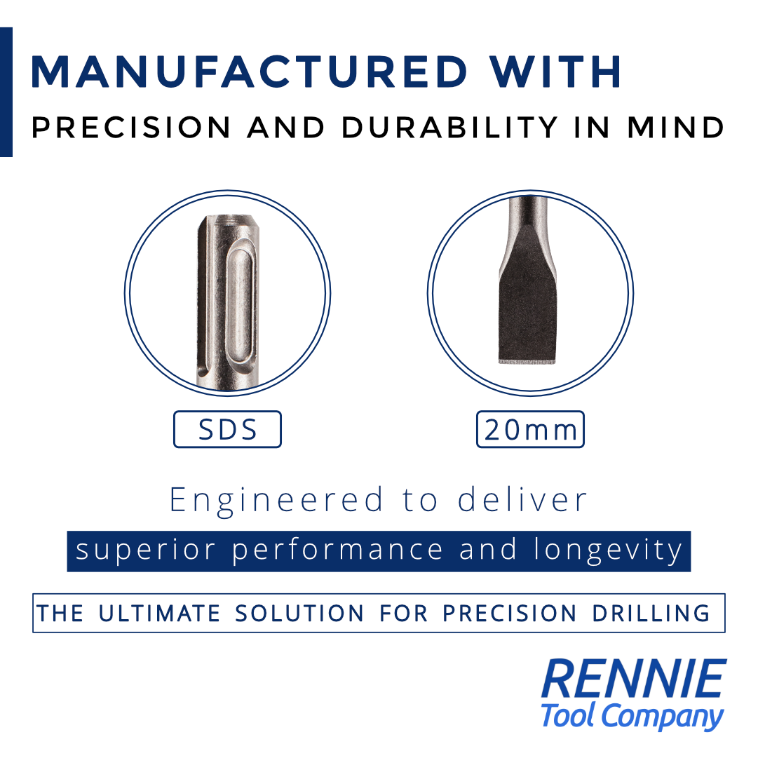 Narrow Point Chisel SDS Plus 20mm Wide Narrow Chisel x 250mm Long – Rennie Tool Company