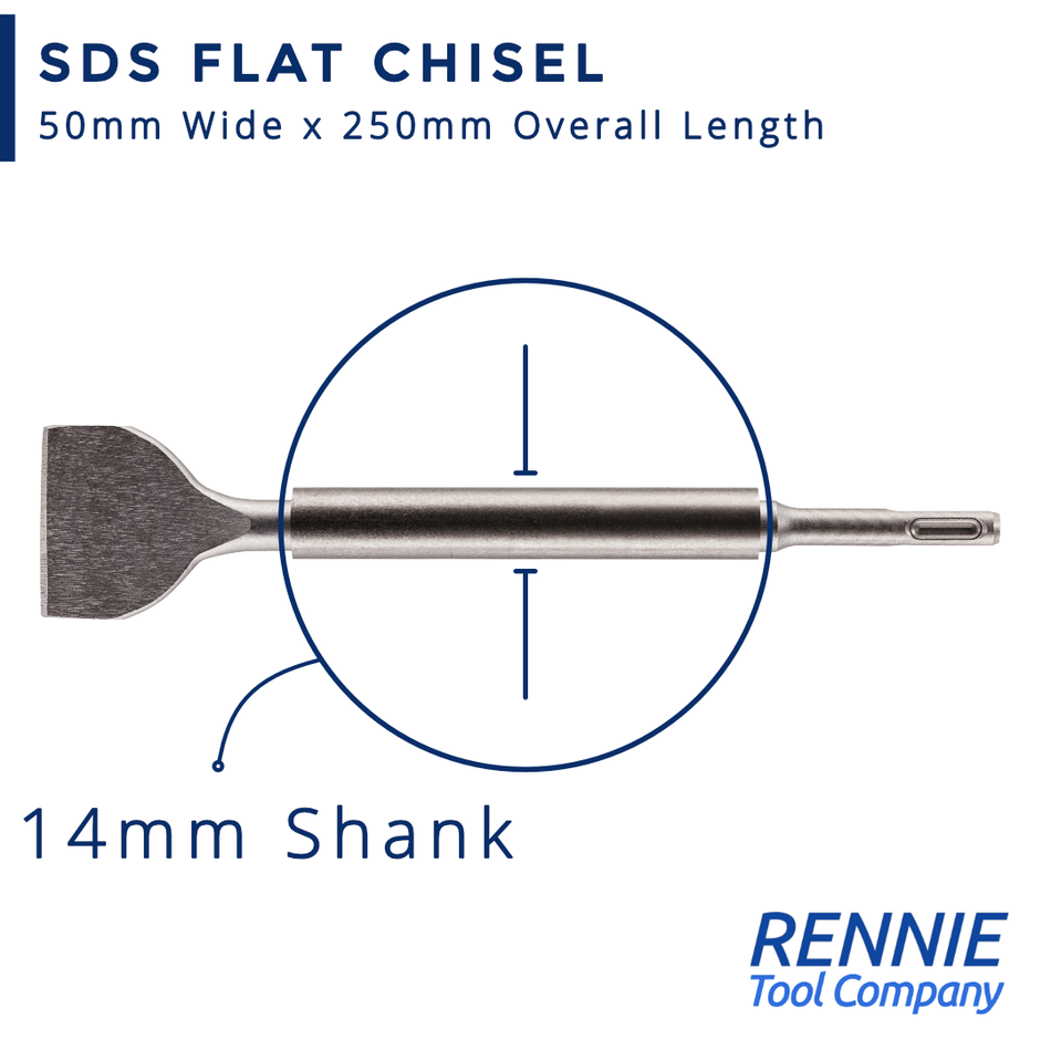 SDS Plus 50mm Wide Chisel x 250mm Long – Rennie Tool Company
