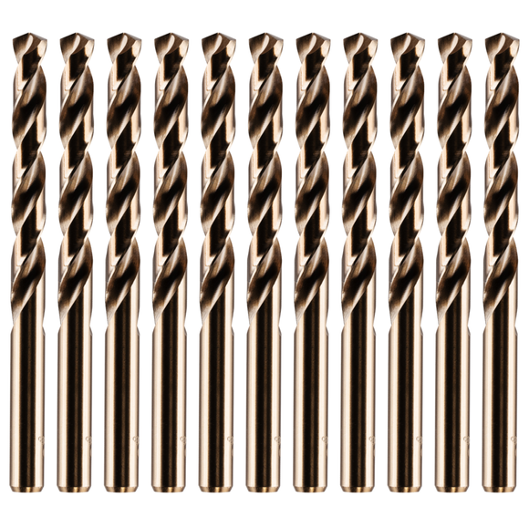 Box Of 10 Cobalt Jobber Drills Sizes 6.6mm - 13mm For Hard Metals, Stainless Steel