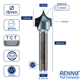 TCT Tipped Point Roundover / Edge Rounding Router Bits Fits Makita Festool Dewalt Trend Routers