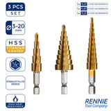 HSS Step Drills Titanium (TIN) Coated On A Hex Shank