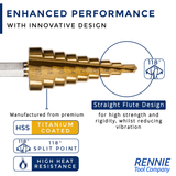 HSS Step Drills Titanium (TIN) Coated On A Hex Shank
