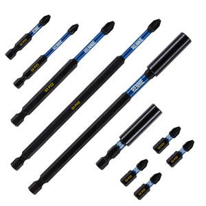10 x PZ2 Magnetic Impact Screwdriver Bit Set Extra Long
