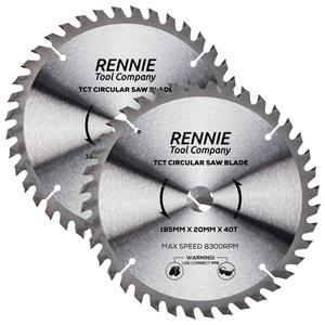2 Pack - 185mm x 20mm Bore x 40T TCT Saw Blade Fits Evolution Rage Circular Saws