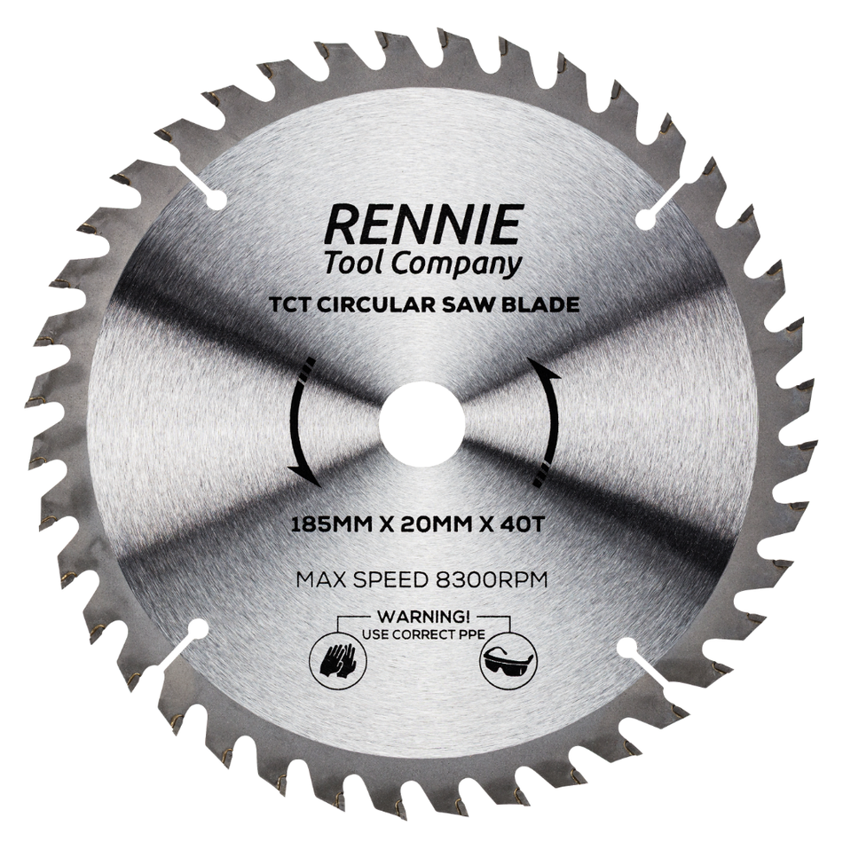 185mm x 20mm Bore x 40T TCT Saw Blade Fits Evolution Rage Circular Saws