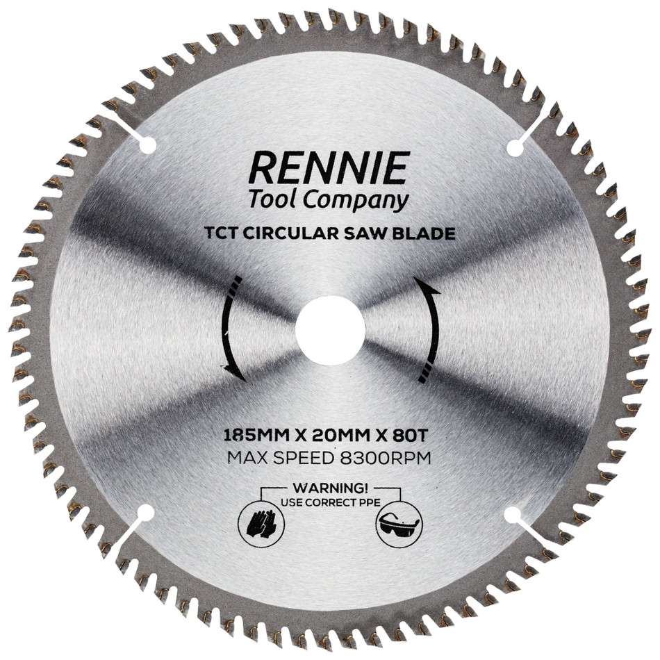 185mm x 20mm Bore x 80T TCT Saw Blade Fits Evolution Rage Circular Saws