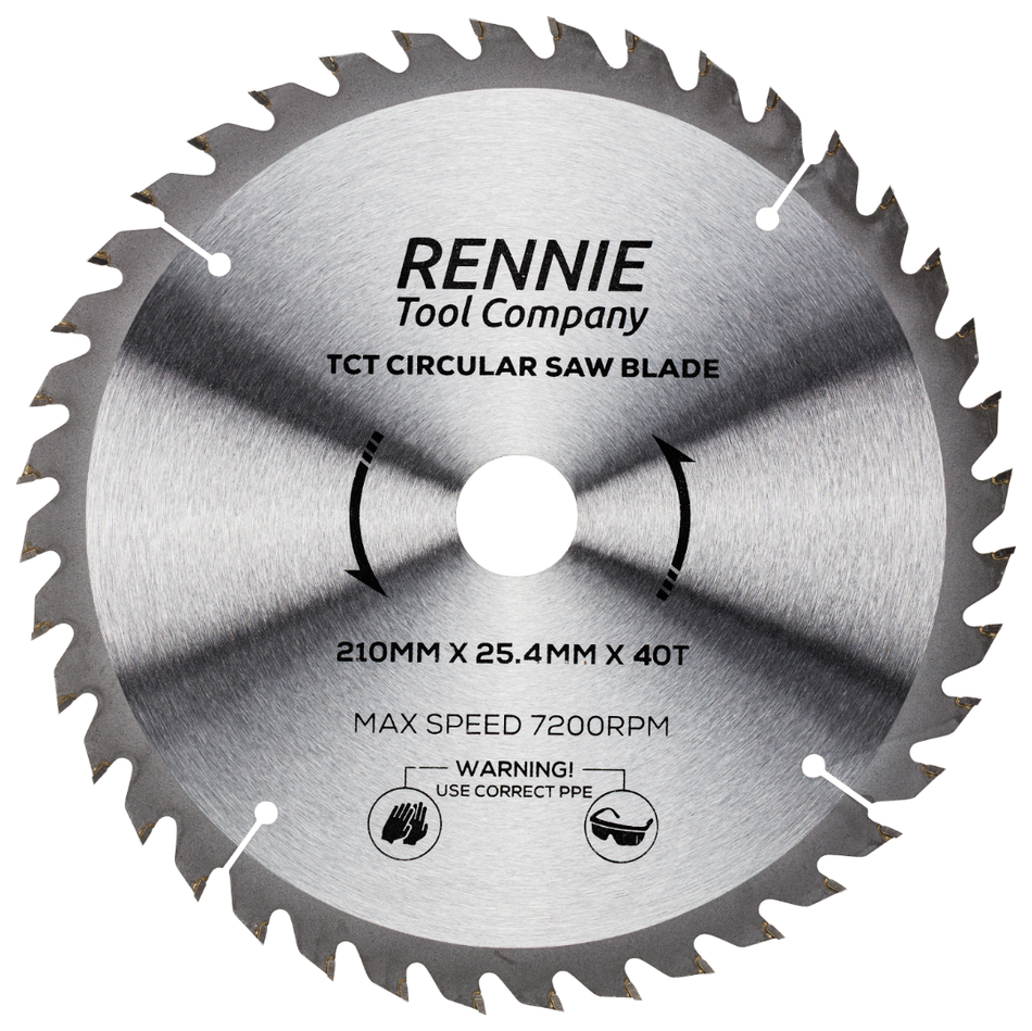 210mm x 25.4mm Bore x 40T TCT Circular Wood Saw Blade Fits Evolution Saws & Evolution Rage Saws