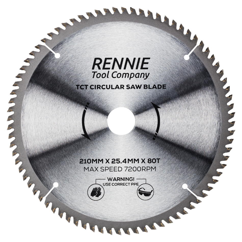 210mm x 25.4mm Bore x 80T TCT Circular Wood Saw Blade Fits Evolution Saws & Evolution Rage Saws